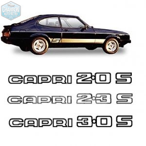 Kit complet stickers "2.0 S" - couleur grise | Ford Capri Mk3