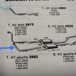 tube gauche sortie collecteur granada 72-05/79 V6 sauf 3.0