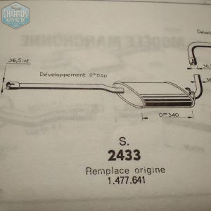 Silencieux intermédiaire Ford Escort 0.9-1.1  de 08/68-10/73