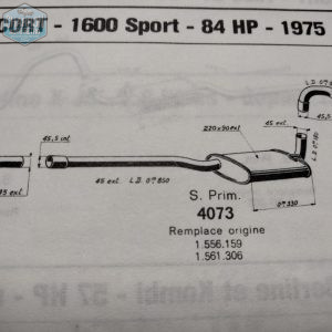 silencieux intermediaire escort mk2 1600 ( sauf RS et mexico)-ref : RO4073