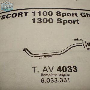 tube avant escort mk2 1100 et 1300 sport, ø int de sortie 42mm-ref : RO4033106033331010