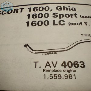 tube avant escort mk2 1600 sport, ø int de sortie 45mm-ref : RO4063