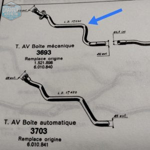 Tube sortie collecteur |  Capri 1300 Pinto et 1600 Pinto 72cv |  Boite manuelle