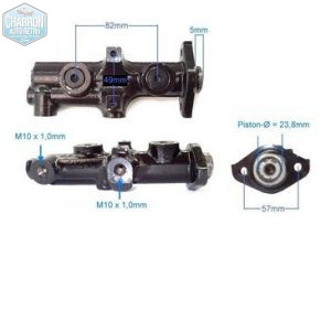 Maitre cylindre transit 04/80-12/85 | sans connexion lampe témoin | entraxe 56mm | Piston 23.8mm | -ref : 201BS215003458