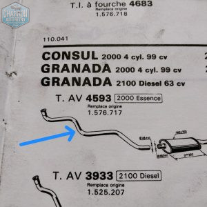 tube d’échappement sortie collecteur granada moteur pinto 72-08/82